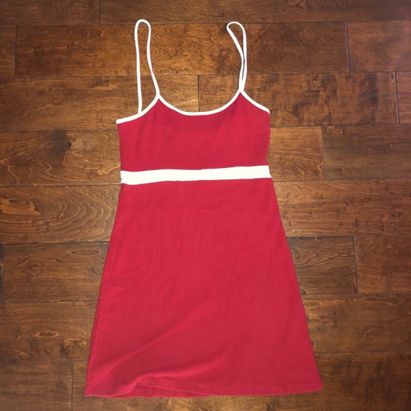 BRANDY MELVILLE FITTED RED STRIPED COTTON DRESS - Picture 3 of 4